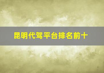 昆明代驾平台排名前十