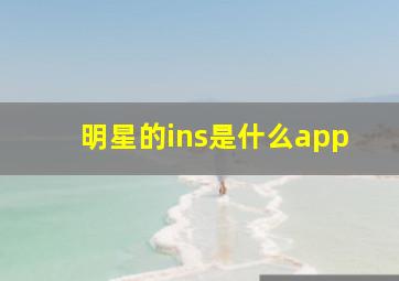 明星的ins是什么app