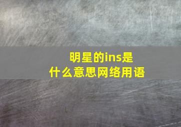 明星的ins是什么意思网络用语