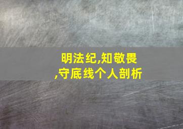 明法纪,知敬畏,守底线个人剖析