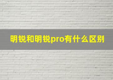 明锐和明锐pro有什么区别