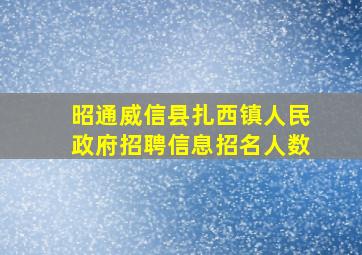 昭通威信县扎西镇人民政府招聘信息招名人数