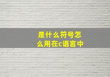 是什么符号怎么用在c语言中