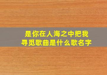 是你在人海之中把我寻觅歌曲是什么歌名字