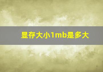 显存大小1mb是多大