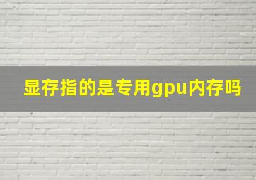 显存指的是专用gpu内存吗