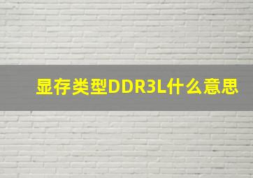 显存类型DDR3L什么意思