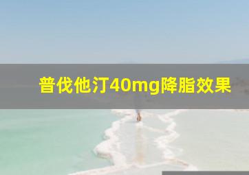 普伐他汀40mg降脂效果