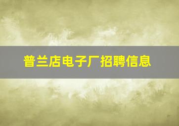 普兰店电子厂招聘信息