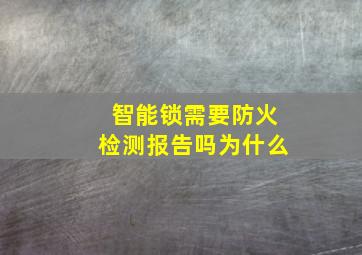 智能锁需要防火检测报告吗为什么