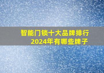 智能门锁十大品牌排行2024年有哪些牌子