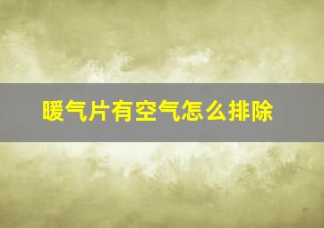 暖气片有空气怎么排除