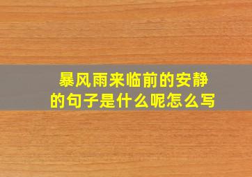 暴风雨来临前的安静的句子是什么呢怎么写