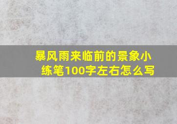 暴风雨来临前的景象小练笔100字左右怎么写