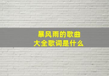 暴风雨的歌曲大全歌词是什么