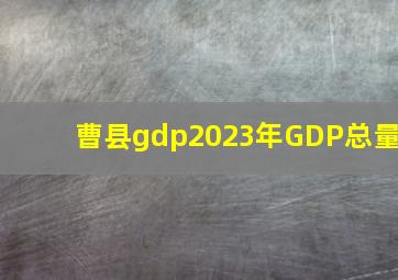 曹县gdp2023年GDP总量