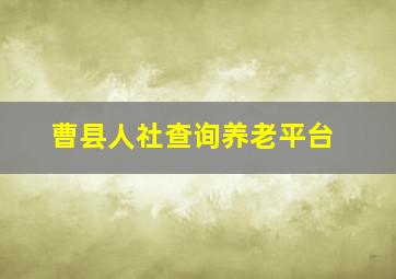 曹县人社查询养老平台