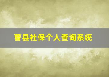 曹县社保个人查询系统