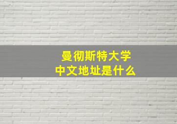 曼彻斯特大学中文地址是什么