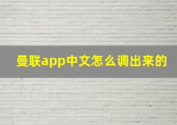 曼联app中文怎么调出来的