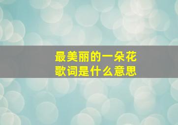 最美丽的一朵花歌词是什么意思