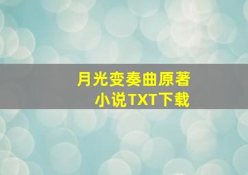 月光变奏曲原著小说TXT下载