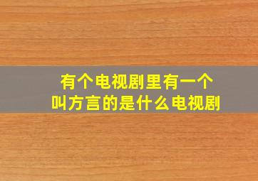 有个电视剧里有一个叫方言的是什么电视剧