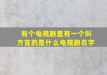 有个电视剧里有一个叫方言的是什么电视剧名字