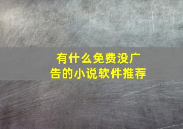 有什么免费没广告的小说软件推荐