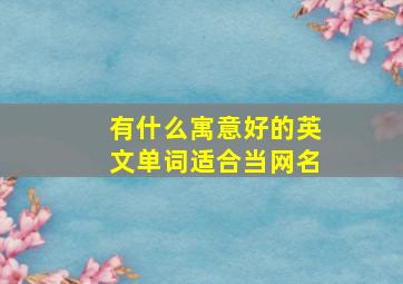 有什么寓意好的英文单词适合当网名