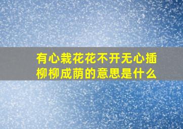 有心栽花花不开无心插柳柳成荫的意思是什么