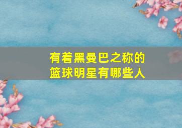 有着黑曼巴之称的篮球明星有哪些人