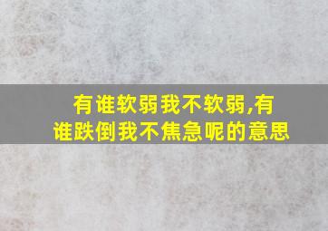 有谁软弱我不软弱,有谁跌倒我不焦急呢的意思