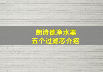 朗诗德净水器五个过滤芯介绍