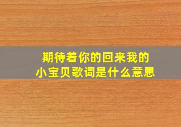 期待着你的回来我的小宝贝歌词是什么意思