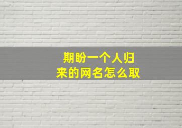 期盼一个人归来的网名怎么取