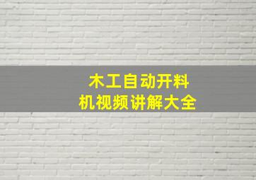 木工自动开料机视频讲解大全