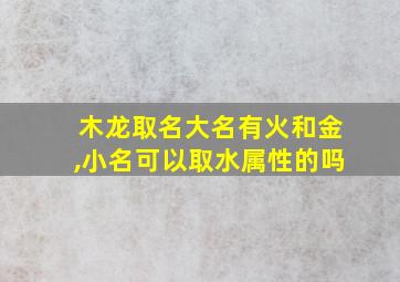 木龙取名大名有火和金,小名可以取水属性的吗