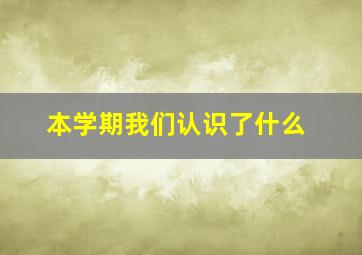 本学期我们认识了什么