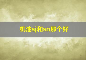 机油sj和sn那个好