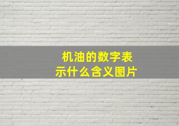 机油的数字表示什么含义图片