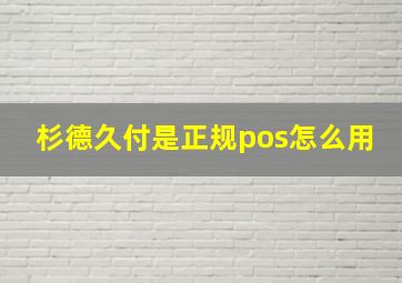 杉德久付是正规pos怎么用