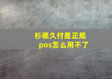 杉德久付是正规pos怎么用不了