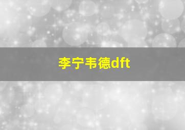 李宁韦德dft