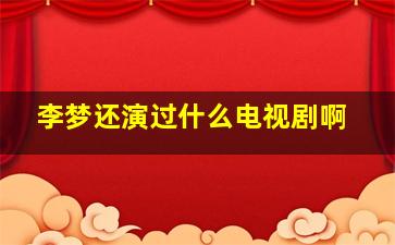 李梦还演过什么电视剧啊