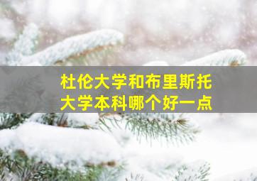 杜伦大学和布里斯托大学本科哪个好一点