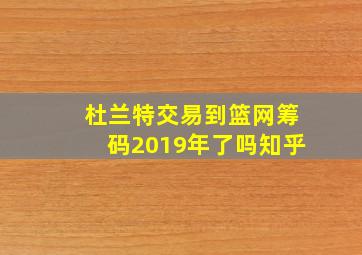 杜兰特交易到篮网筹码2019年了吗知乎