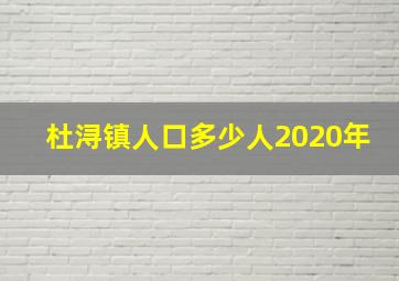 杜浔镇人口多少人2020年