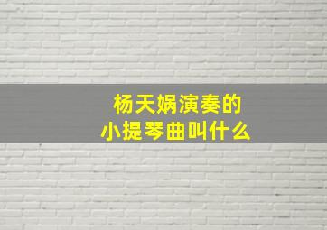 杨天娲演奏的小提琴曲叫什么