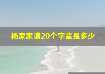 杨家家谱20个字辈是多少